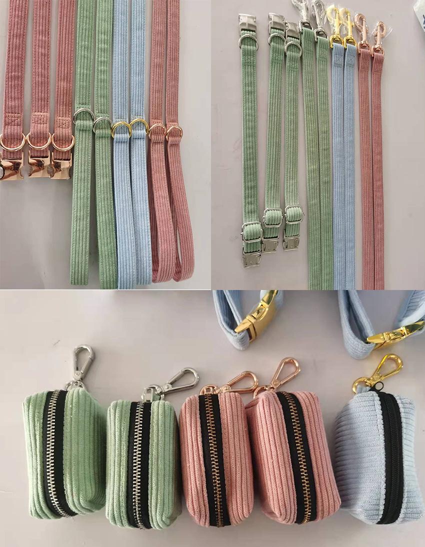 Custom Hot Sale Luxury Corduroy Pet Collar Heavy Dog Lead Dog Harness