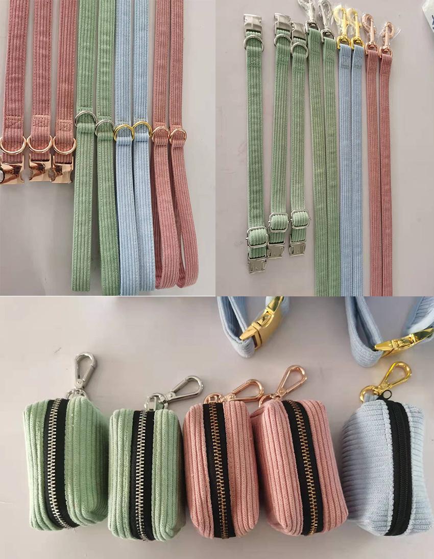 Custom Hot Sale Luxury Corduroy Pet Collar Heavy Dog Lead Dog Harness