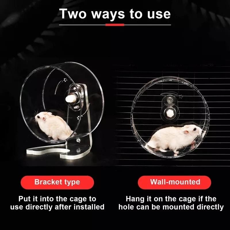 Profession Design Hot Transparent Acrylic Silent Running with a Plastic Base 13-30cm Exercise Hamster Wheel
