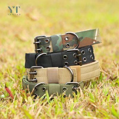 Stronger Tactical Dog Collar Nylon Heavy Duty Metal Buckle with Control Handle for Dog Training