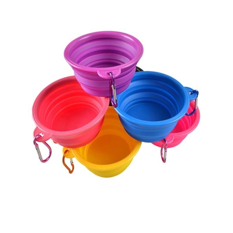 1PC Silicone Dog Bowl Silicone Folding Travel Bowl for Dog Pet Cat Food Water Feeding Pet Bowls