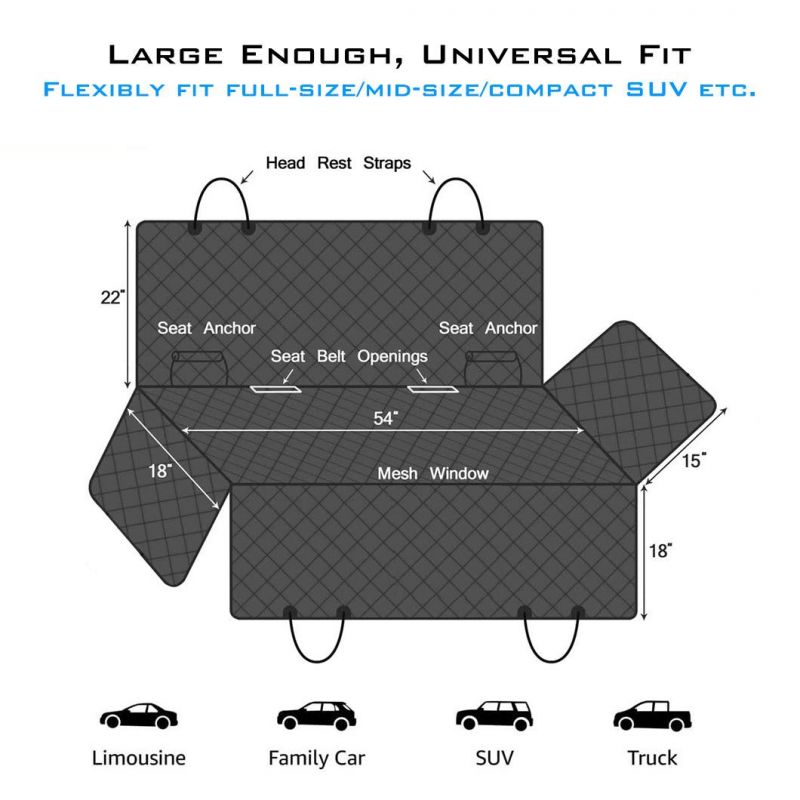 Waterproof Easy-Cleaning Bench Seat Cover Dog Car Hammock Pet Accessories