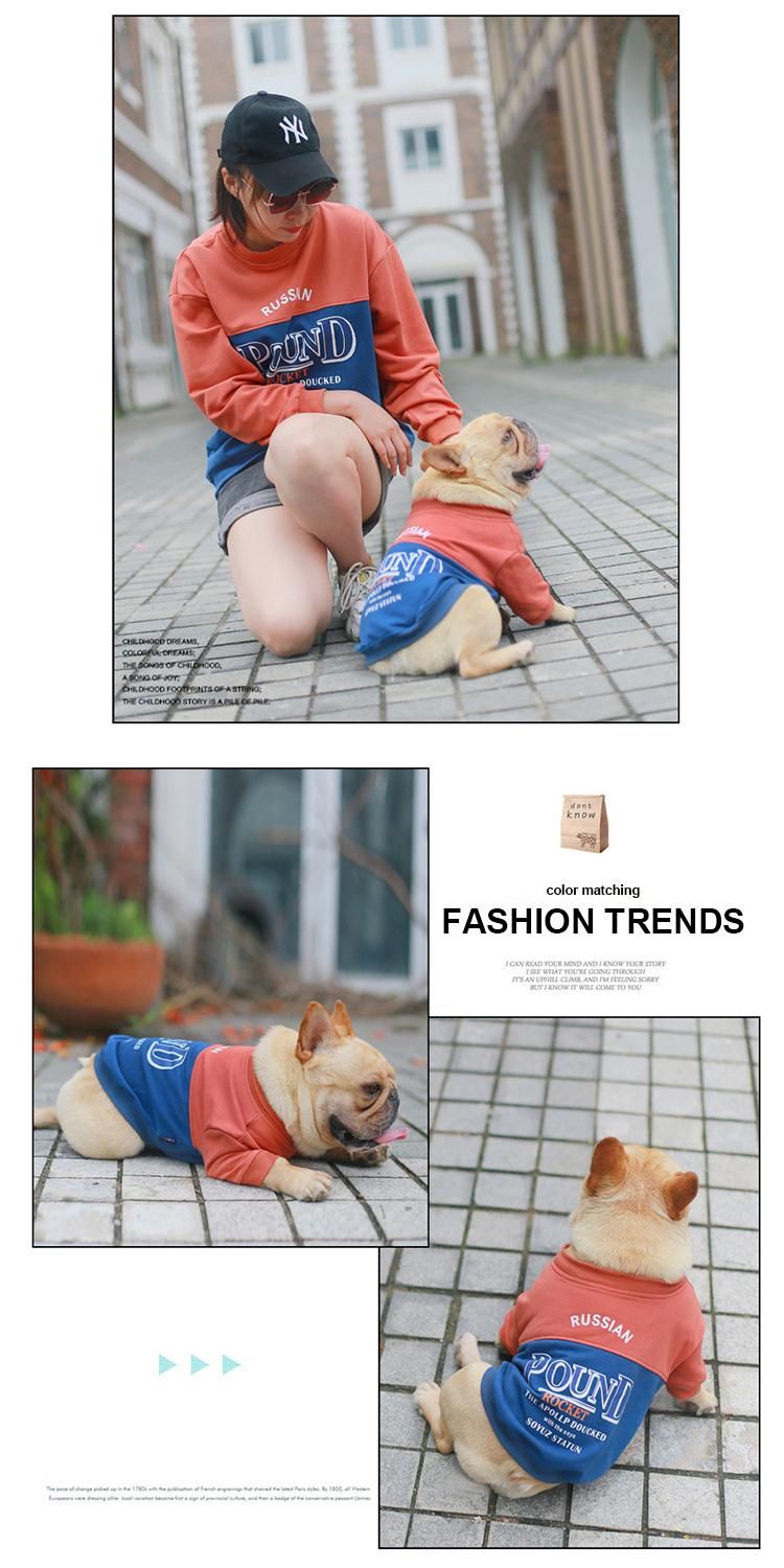 2022 Hot Sale Pet Sweater Two Legged Clothes Dog Owner Parent Child Clothes Contrast Stitching Casual Method Fighting Pug