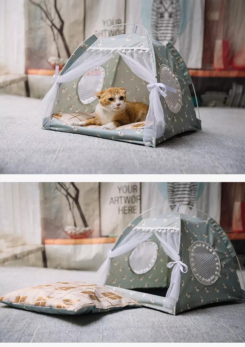 Summer Dog Tent Bed The New Indoor Cheap Price Cat Tent Semi-Closed Foldable Cat Tent