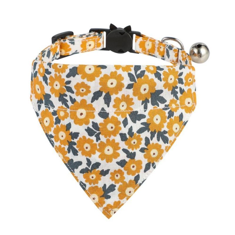Wholesale Pet Product Soft Cotton Cat Collar Breakaway Pet Cat Collar Cat Bandana with Bell and Bow Tie