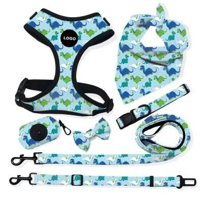 Wholesale OEM/ODM Pet Accessories Printing Reflective Quick Release Filling Polyester Fiber Pattern Dog Harness Set/Popular Product