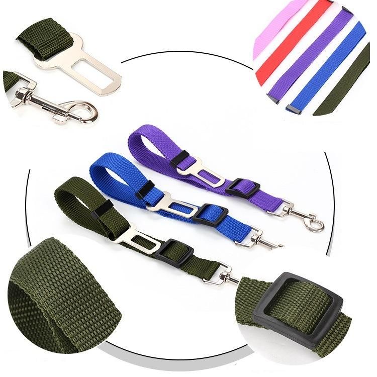 Nylon Fabric Dog Vehicle Seatbelts Safety Adjustable Convenient Dog Seat Belt