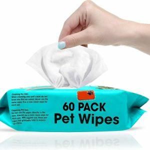 60 PCS Eco-Friendly Economical Non-Woven Fabric Pet Wet Wipes Without Scent