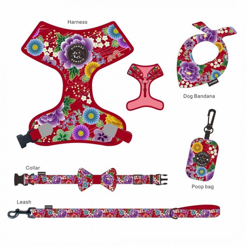 Custom Soft No Pull Pet Vest Adjustable Reversible Designer Dog Harness Leash Collar Set Dog Harness Manufacture