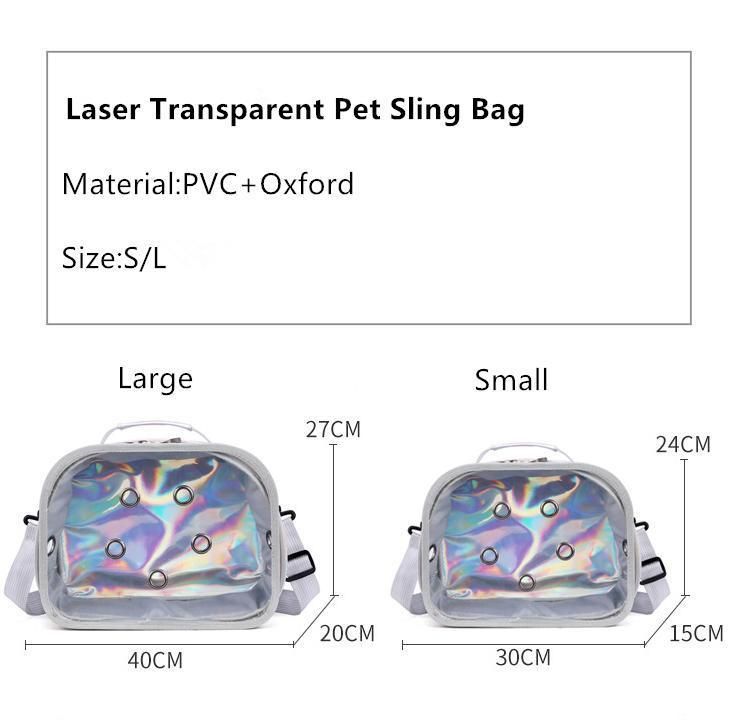 Pet Carrier for Small Cat and Dogs Laser Colorful PVC Transparent Pet Sling Bag Outdoor Dog Cat Pet Products