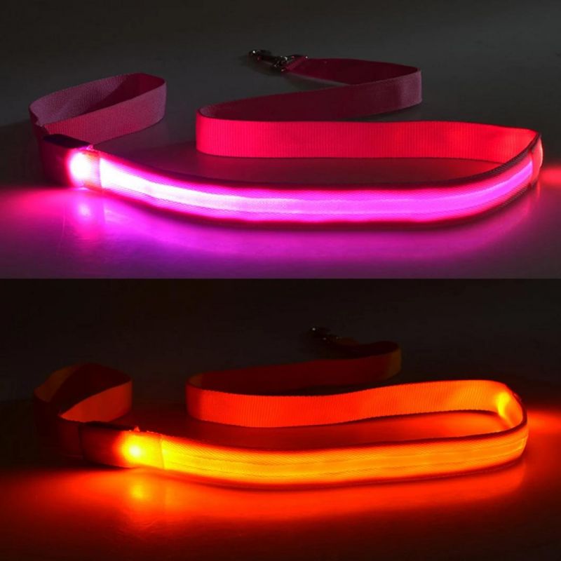 USB Rechargeable Pet Dog Leashes LED Light 120cm Long Dog LED Leads Traction Rope