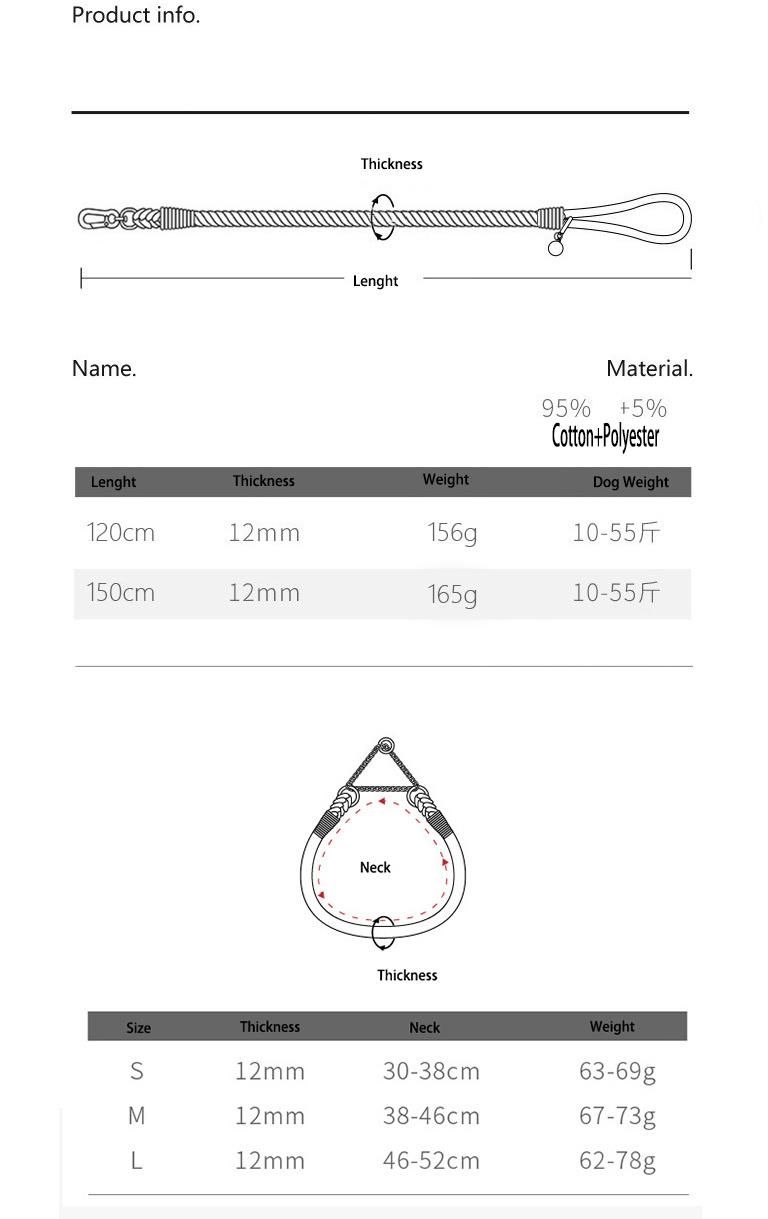 Hot Sale Ins Luxury Colored Cotton Rope Handmade Green Training Dog Leash Pet Leashes Dog Collar