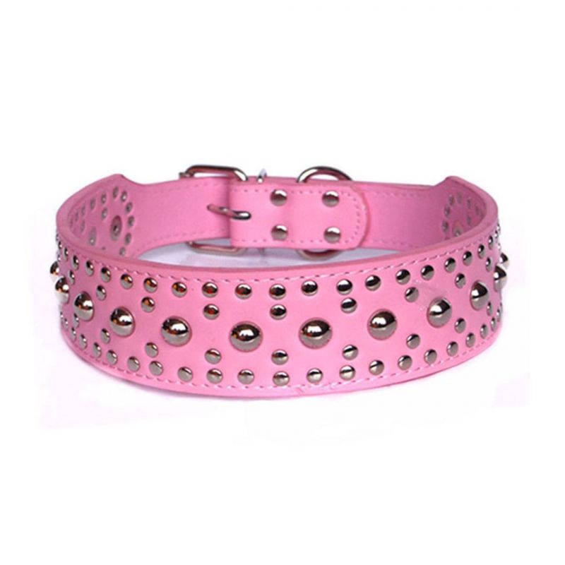 Rivet Studded PU Leather Dog Collar for Large Dog