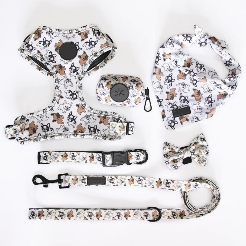 Custom Logo Design Dog Harness Collar Lead Leash and Poop Bag, Pet Products Combo Set