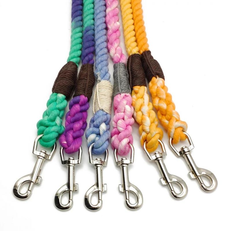 New Multi-Function Rope Leash Braided Rope Dog Leash Gradient Handmade 6FT Ombre Cotton Manufacturer OEM