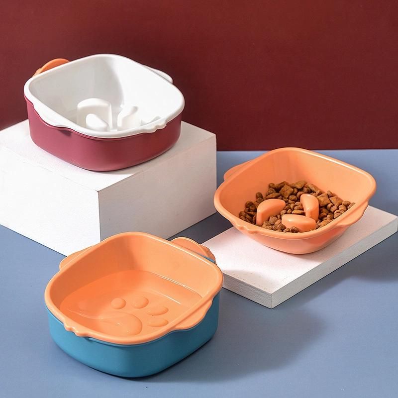2022 New Pet Plastic Bowl Food Anti-Choke Double Layer Dog Basin