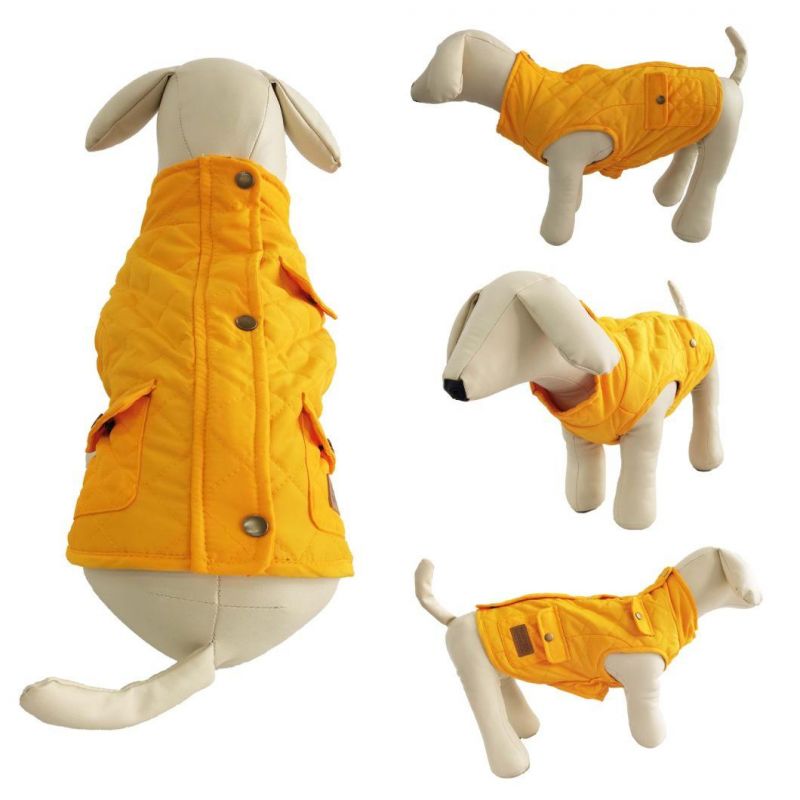 Fashion Windproof High-Quality Quilting-Seam Turtleneck Pocket Zip Button Jacket Coat Dog Accessories Apparel Pet Clothes