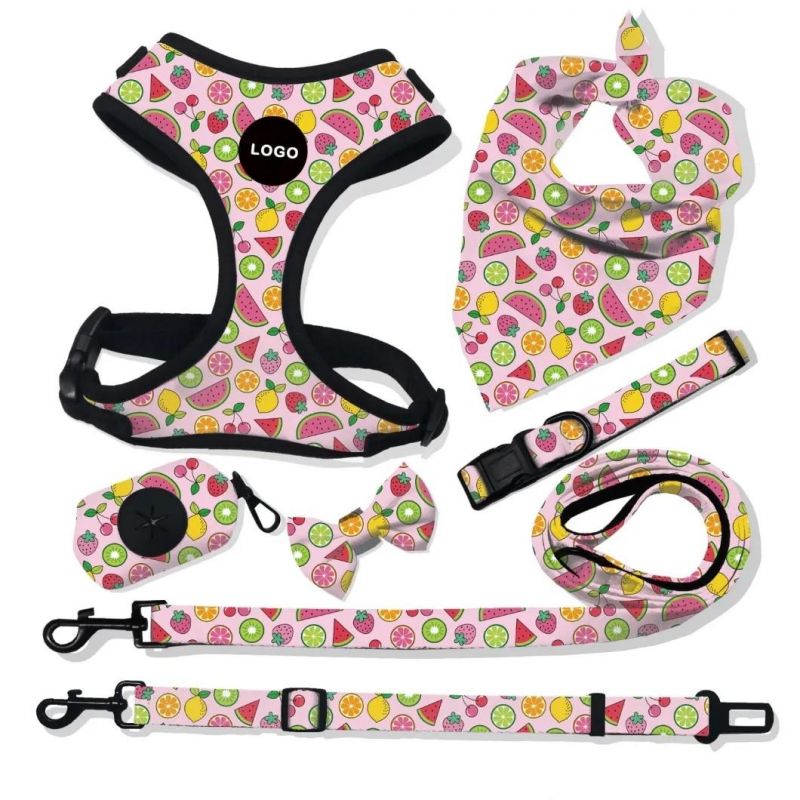 Custom Dog Harness Set Collar Adjustable Padded Sublimation Luxury Dog Chest Harness Pet Accessories for Dogs/Comfortable and Breathable/Waterproof