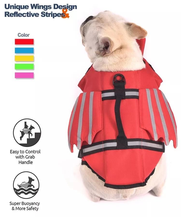 Dog Life Jacket Wings Design Pet Life Vest Dog Flotation Lifesaver Preserver Swimsuit with Handle for Swim, Pool, Beach, Boating