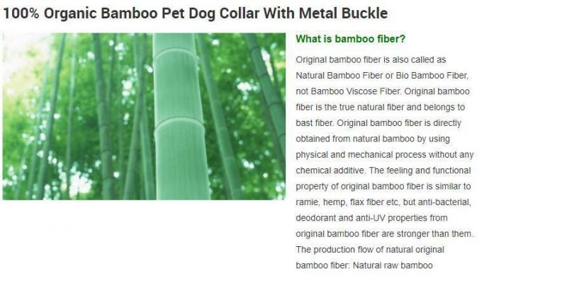 Anti Rust Zinc Alloy Metal Buckle Organic Bamboo Pet Dog Collar