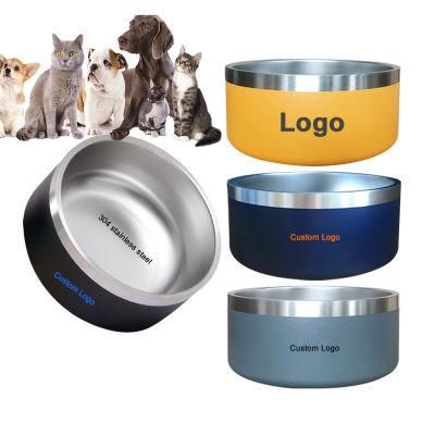 64oz Double Wall Non-Slip Stainless Steel Pet Food Feeder Water Bowl