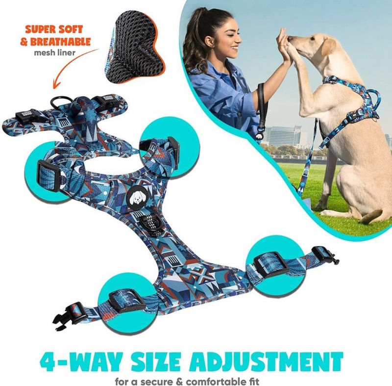 Dog Collar and Leash Set, Adjustable Reflective Breathable Oxford Harness Pet Supplier Accessories
