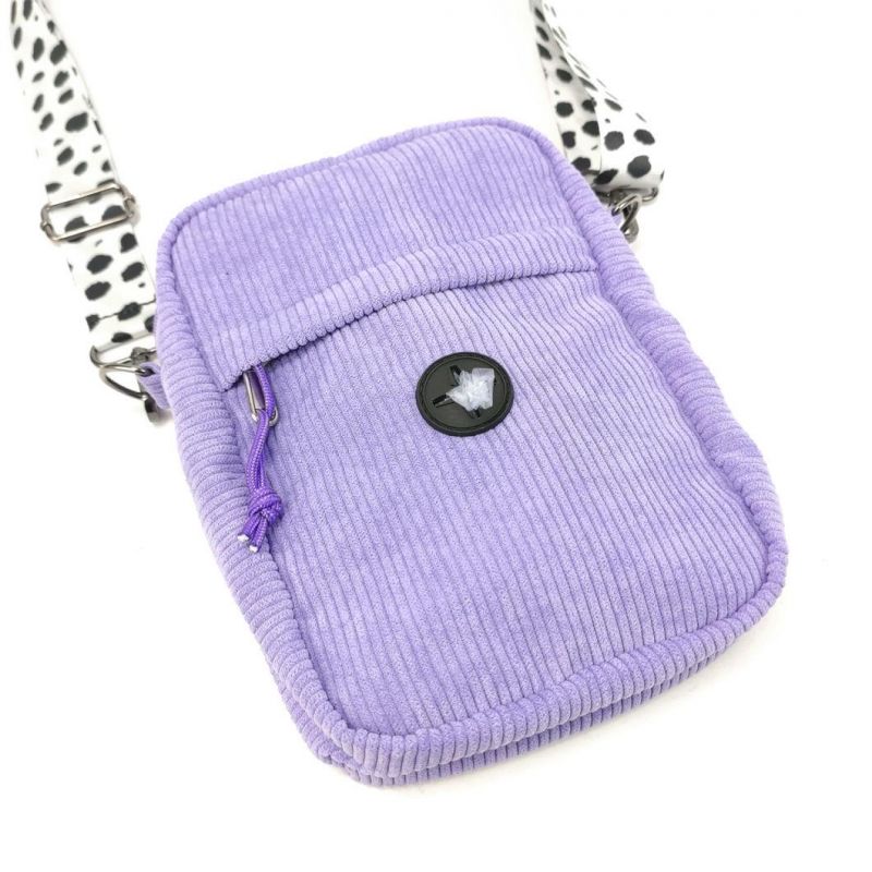 Personalized Fashion Corduroy Crossbody Shoulder Bag Sublimation Printing Strap Pet Dog Training Treat Pack with Dispenser