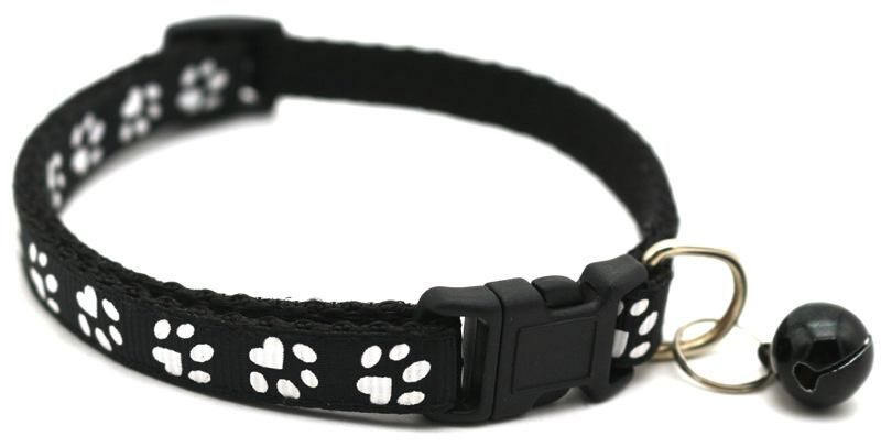 Manufacturer Wholesale Multi-Colors Paw Print Adjustable Nylon Cat Dog Collar with Bell