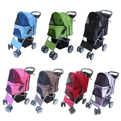 Pet Trolley Dog Stroller Folding 4 Wheel Travel Pet Carrier Strollers