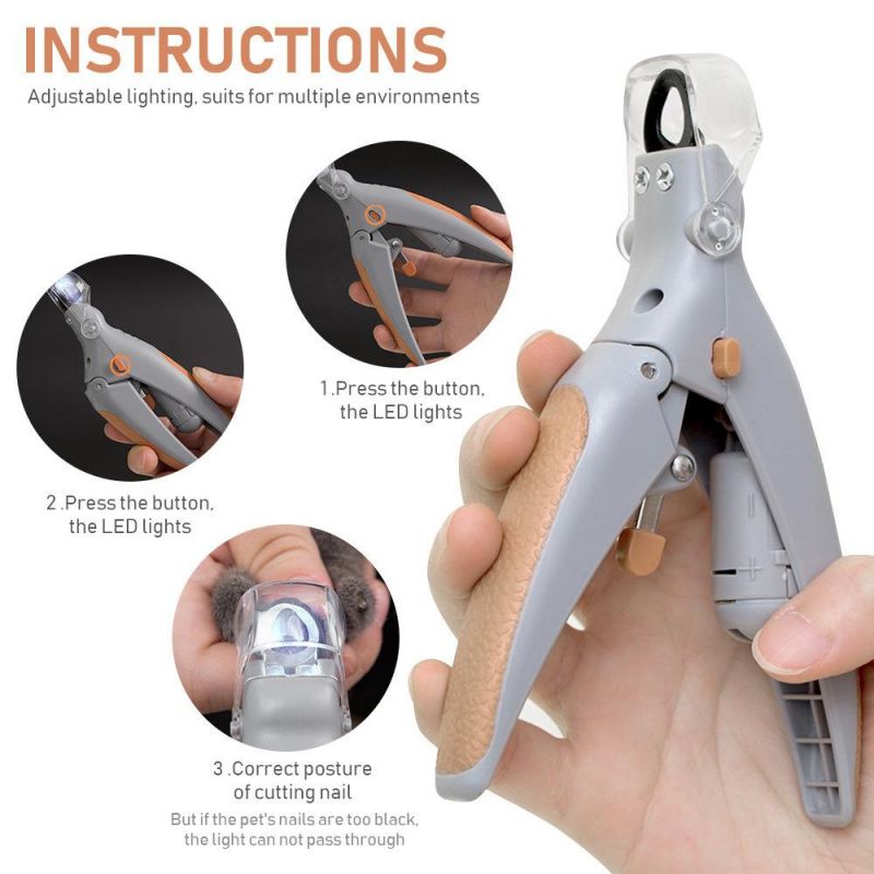 Wholesale Quality Stainless Steel Pet Nail Clipper with LED Quality Dog Cat Cutter Fingernail Clipper Hot Pet Nail Clippers Trimmer