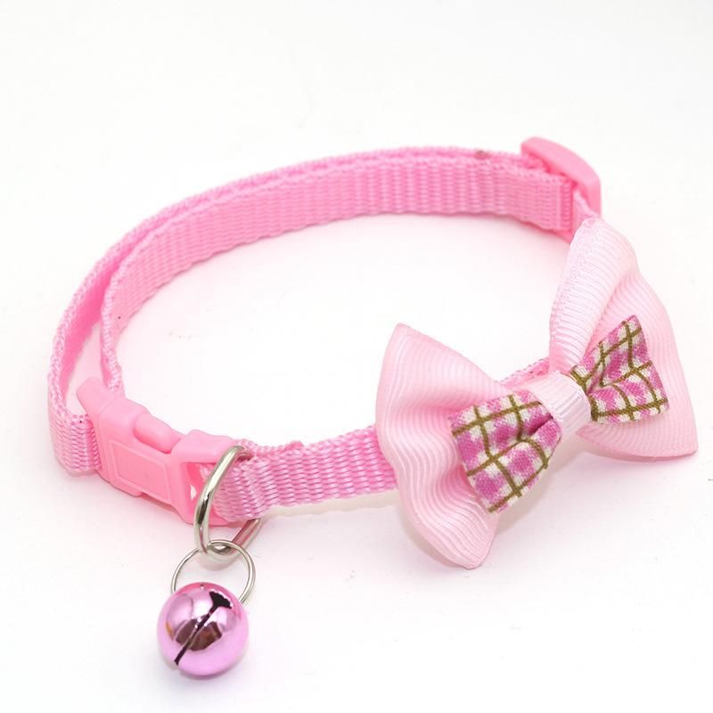 Fashion Plaid Bow Tie Cat Collar with Bell Adjustable Breakaway Buckle Pet Collar for Dog Cat