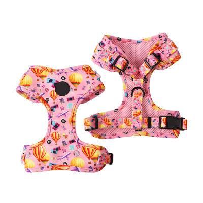 OEM Custom Designer Soft Padded Sublimation Patterns Pet Supplies Dog Leash Set Pet Neoprene Neck Adjustable Dog Harness