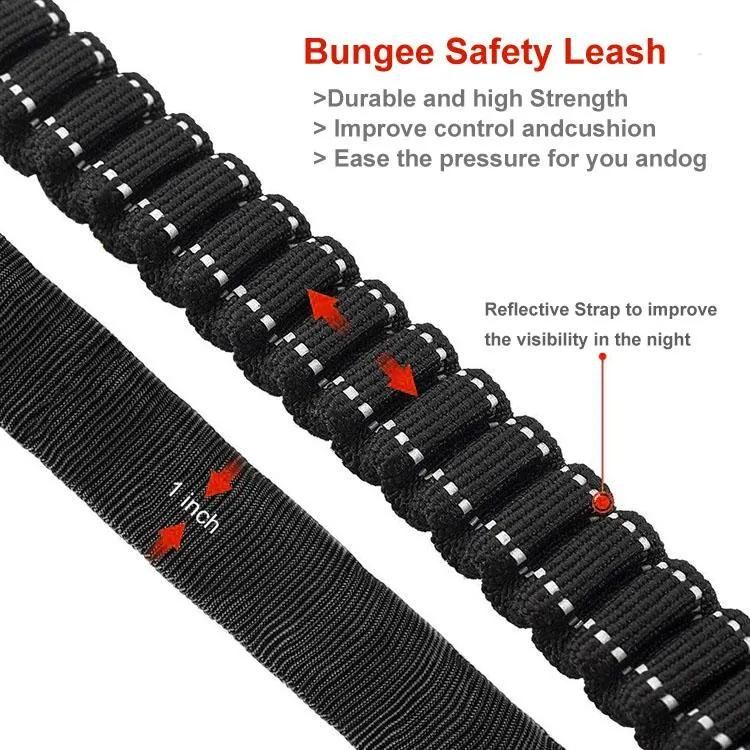Durable Tactical Traffic Handle Training Reflective Nylon Bungee Dog Leash