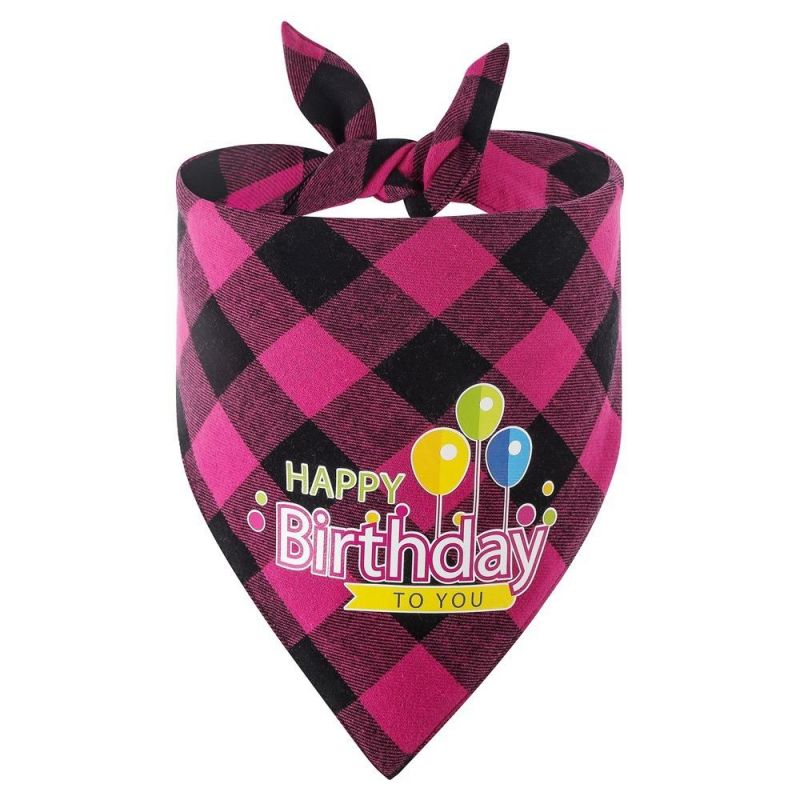 Plaid Triangle Logo Birthday Party Scarf Puppy Dog Bandana