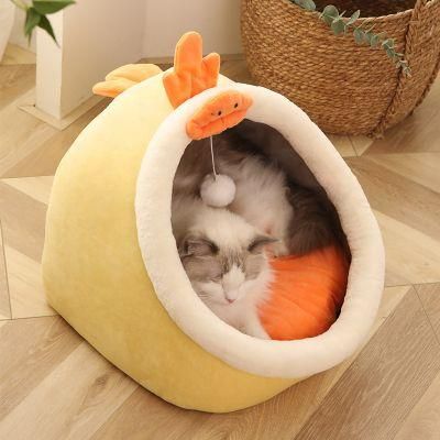 Wholesale Soft Luxury Pets Accessories Bed Cat Cave House Shape Pet Cat Bed Plush Pet House