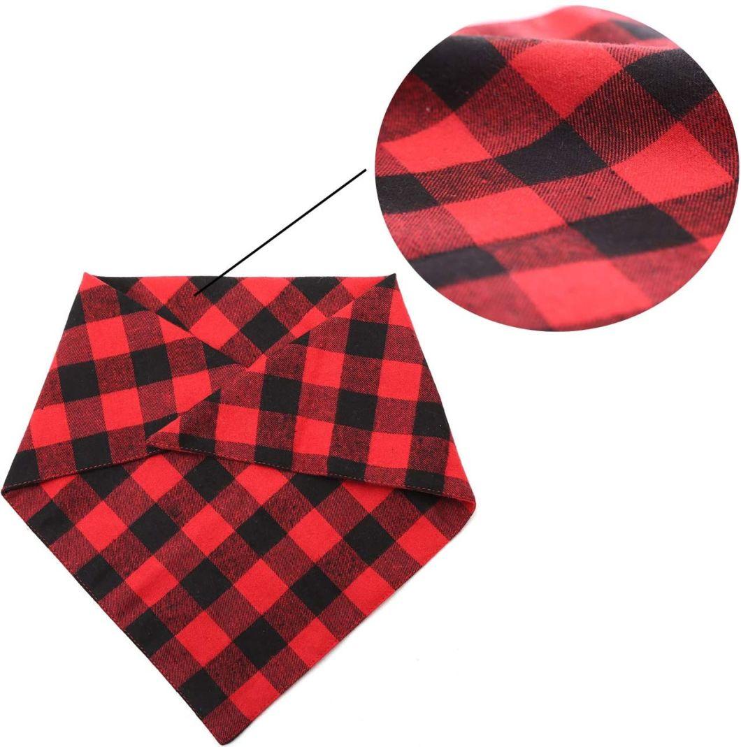 Dog Bandana Christmas Classic Plaid Pet Bandana Scarf Triangle Bibs Kerchief