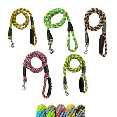 Heavy Duty Reflective Nylon Strong Durable Rope Dog Leash with Comfortable Padded Handle for Dogs//