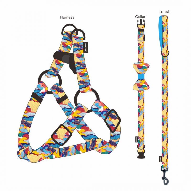 Custom Print Personalised Pretty Cute Pet Cat Dog Harness Set
