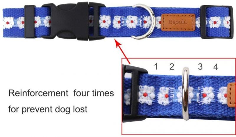 Floral Dog Collar Adjustable Flower Pattern Basic Dog Collar