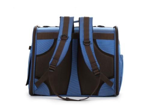 Blue Portable Pet Carrier Pet Dog Bags Carry Bag Puppy Travel Bag Mesh Double Shoulder Backpack with Adjustable Belt Socket