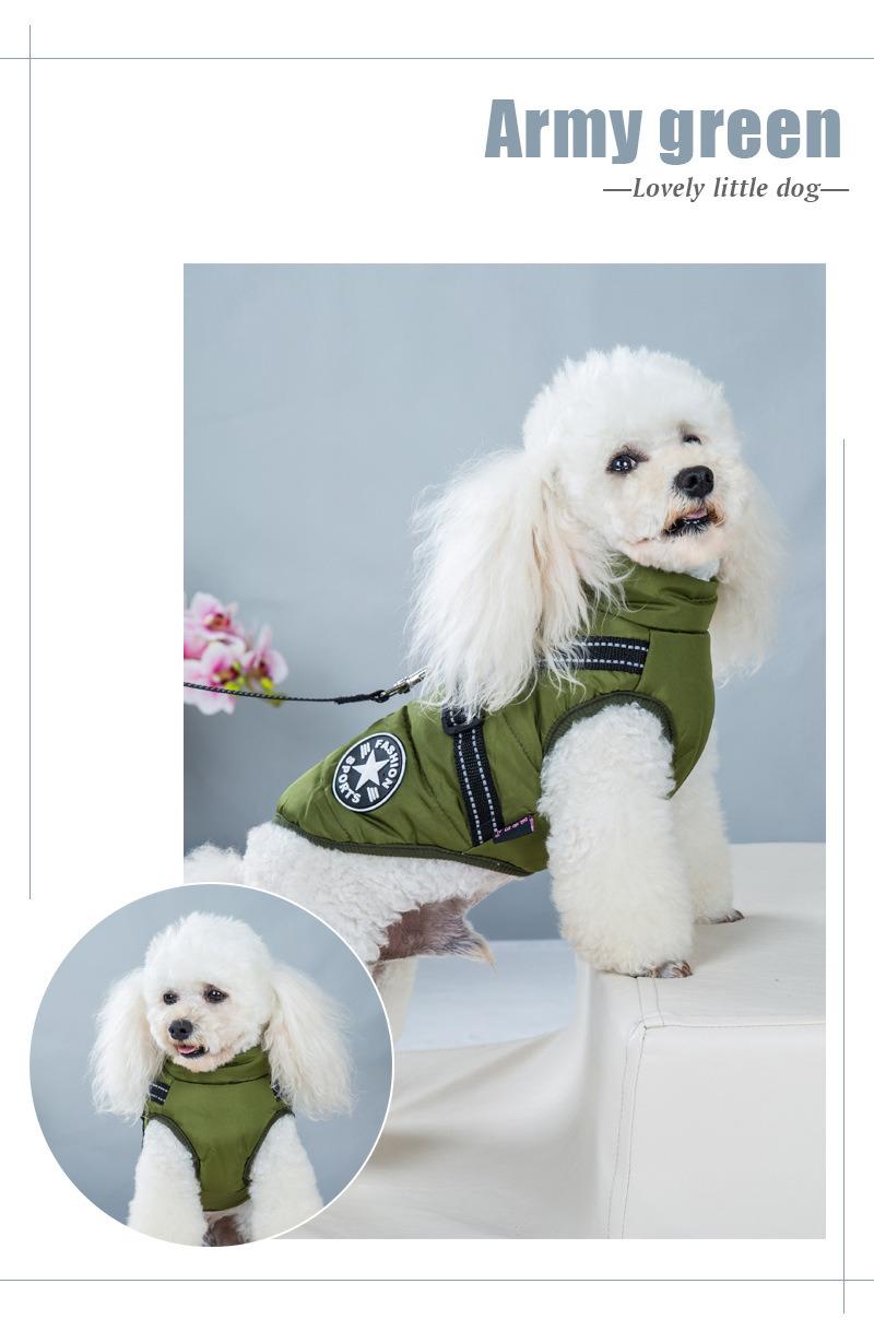 Dog Coat Jacket with Harness for Small and Medium Dogs Waterproof Dog Coat Jacket Warm Padded Puffer Pet Dog Puppy Clothes Vest