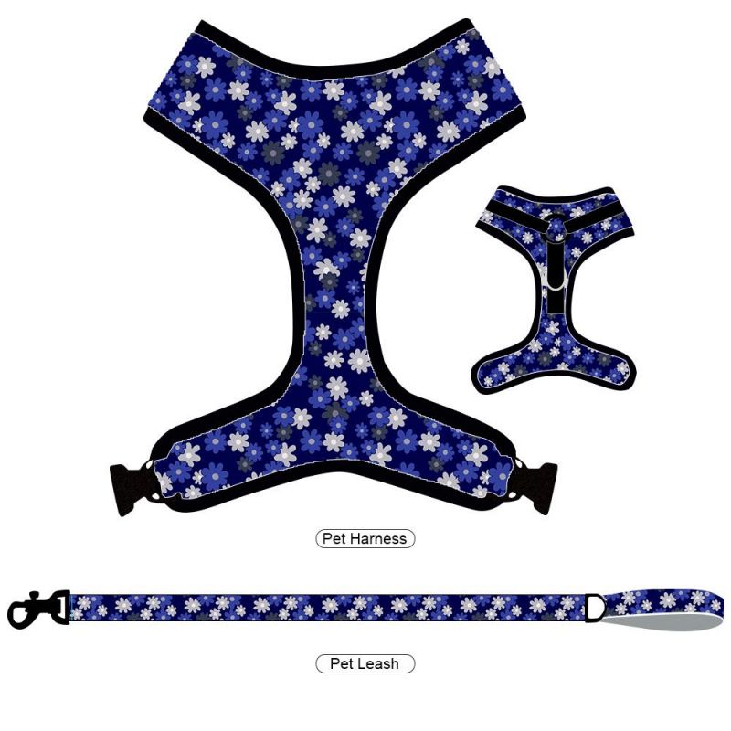 OEM/ODM Personalized Pet Accessories Print Reflective Quick Release Padded Polyester Pattern Dog Harness Set/Factory Price