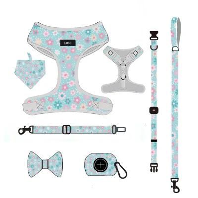 Neoprene Dog Harness Set Custom Pattern Ajustable High Quality Wholesale Pet Supplies