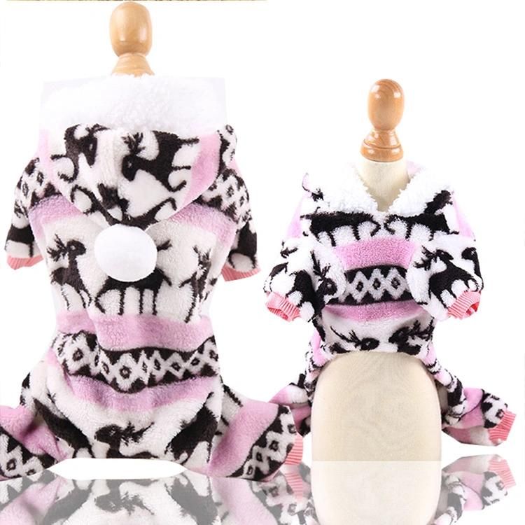 Autumn and Winter New Coral Plush Pet Clothes Dog Clothes Cat Clothes Four Foot Plush Teddy