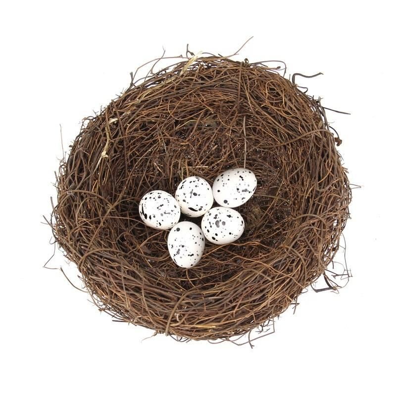 Rattan Simulation Bird Nest Bed with Egg Handmade Bird House