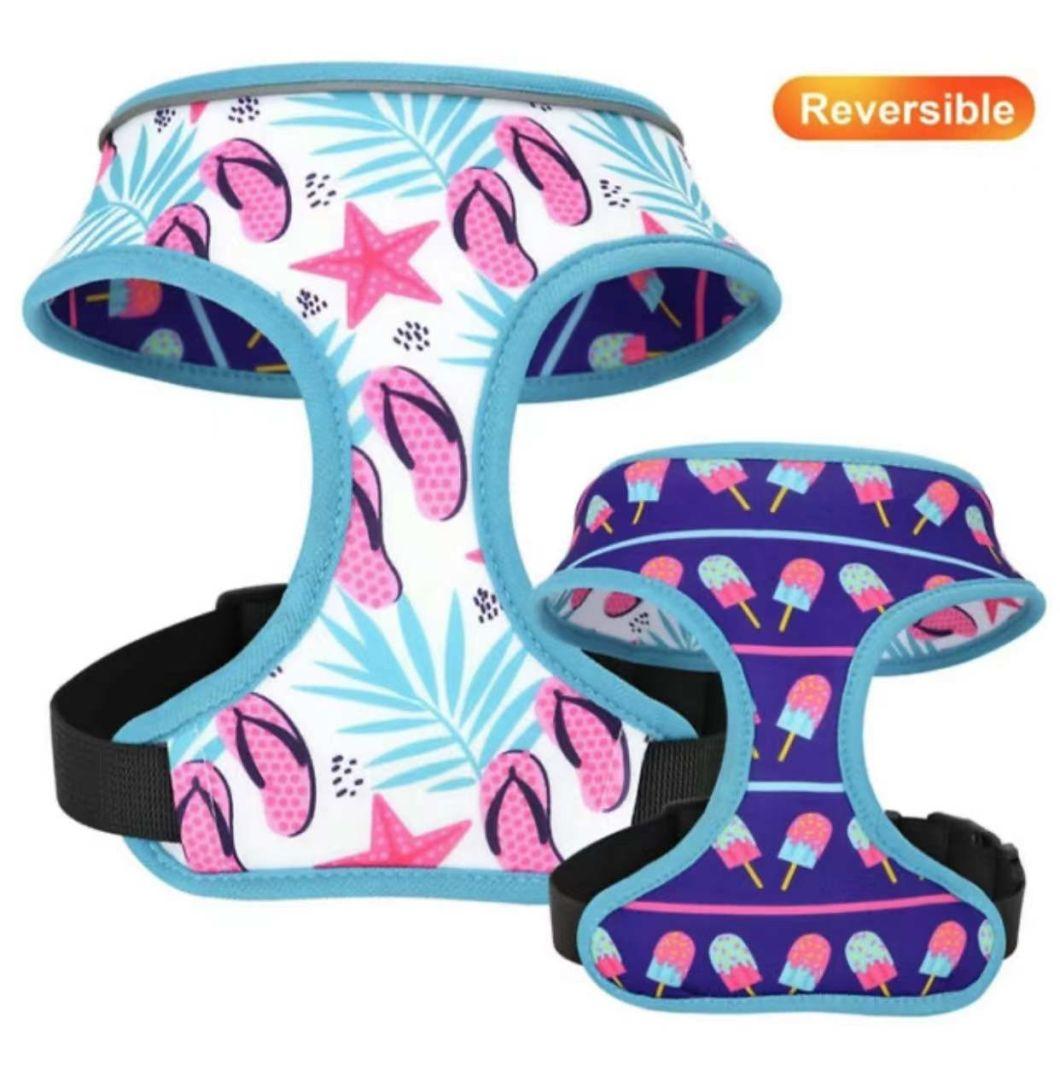 High Quality Soft Custom Printed Mesh Padded Reversible Dog Harness