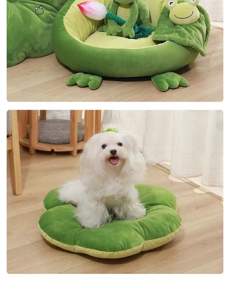 Factory Wholesale Skin Friendly Frog Shape Pet Bed