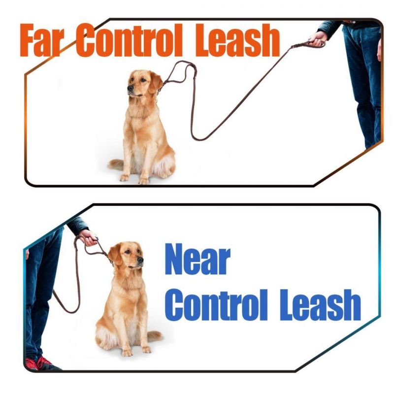 Leather Dog Leash Dog Taining Walking Leashes Lead with Padded Traffic Handle