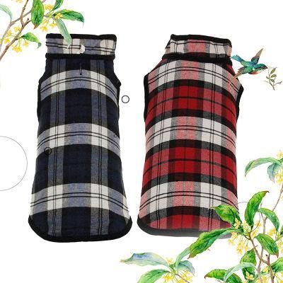 Thicken Double-Faced Industrial Style Plaid Warm Stand-up Collar Dog Jacket Coat Costume Winter Dog Clothes