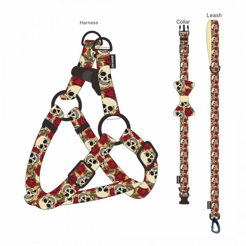 Classical Soft Padded Dog Collar and Leash for Pet Cat Dog Harness Leash Collar Set